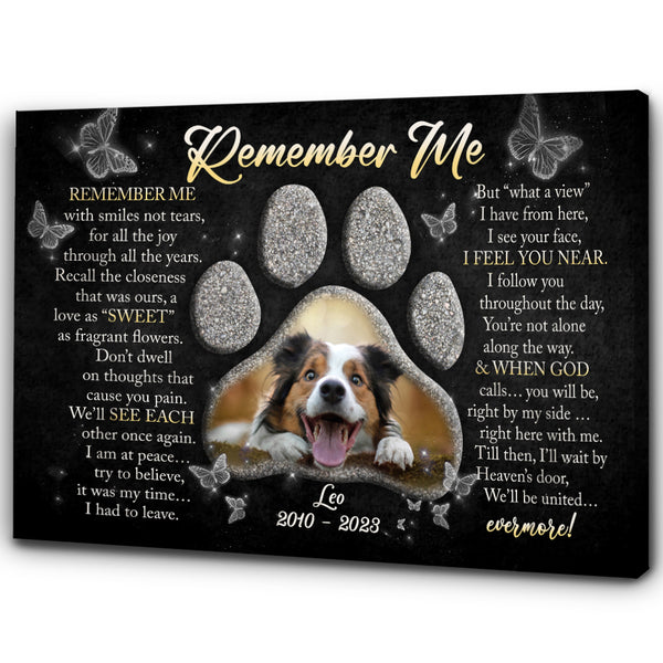 Memorial Dog Remember Me Canvas Memorial Gift, Sympathy Gifts For Loss of Dog Bereavement NXM141