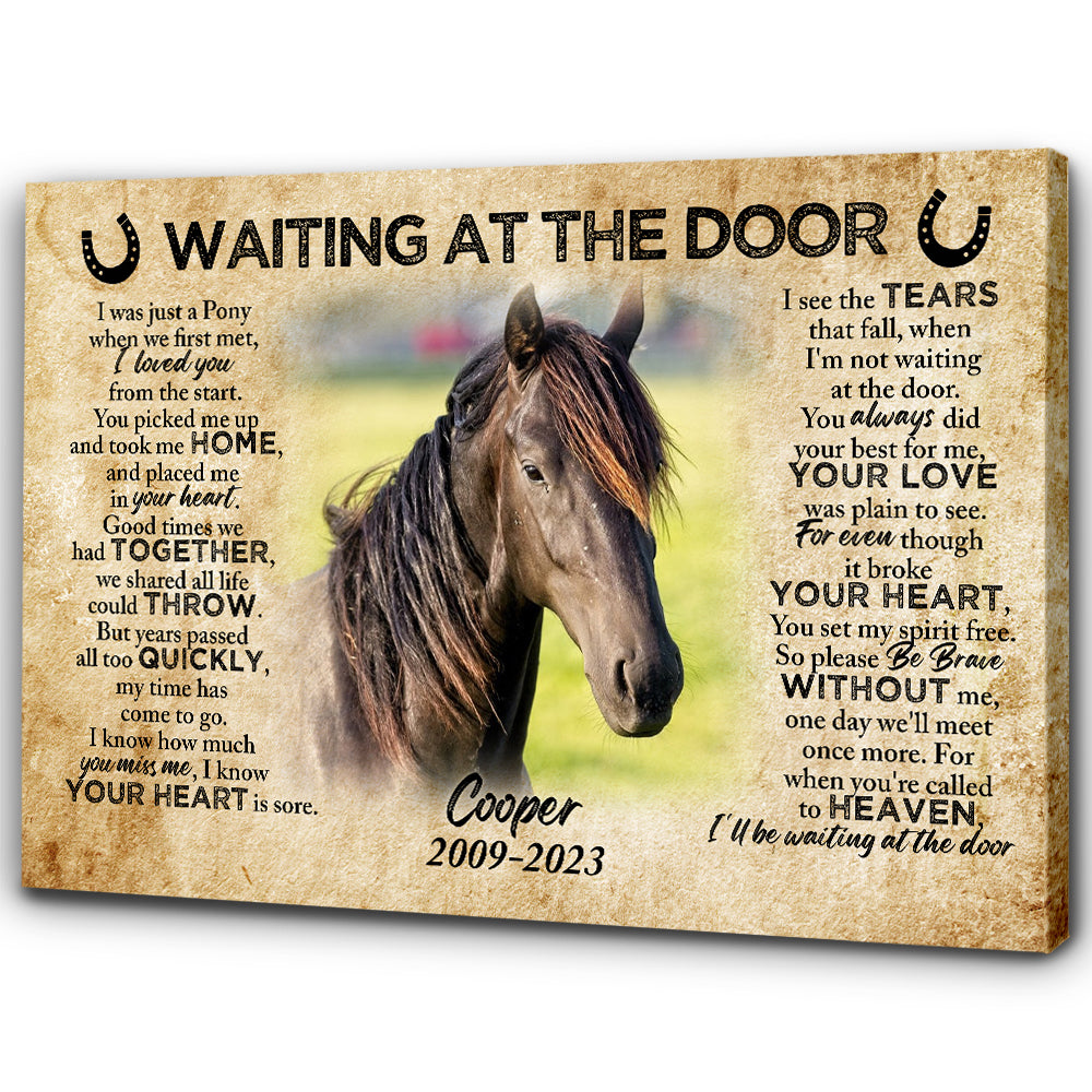 Horse Memorial Canvas Gift For Loss Of Horse| Waiting At The Door - In Memory of Horse NXM297