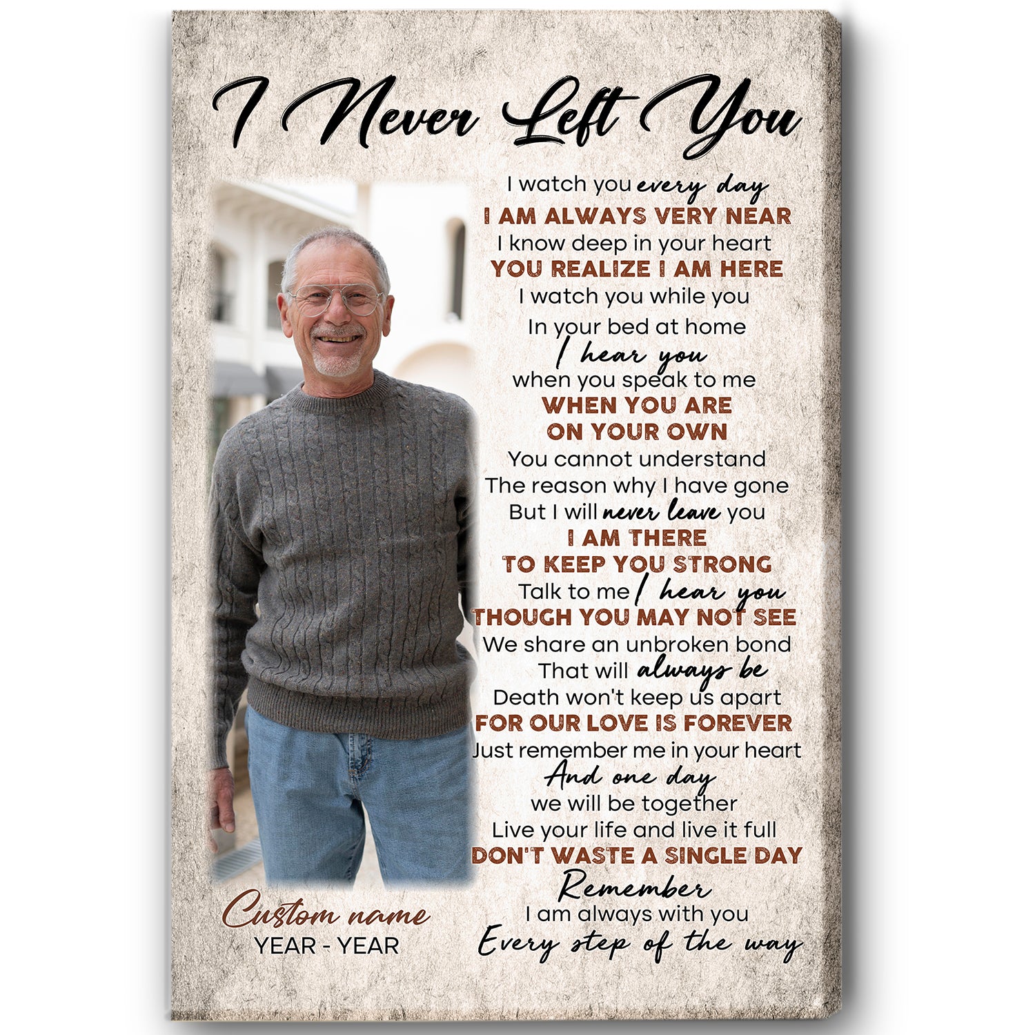 Personalized Memorial Canvas Gift| I Never Left You Canvas| Remembrance Gift For For Loss Of Loved One  NXM55