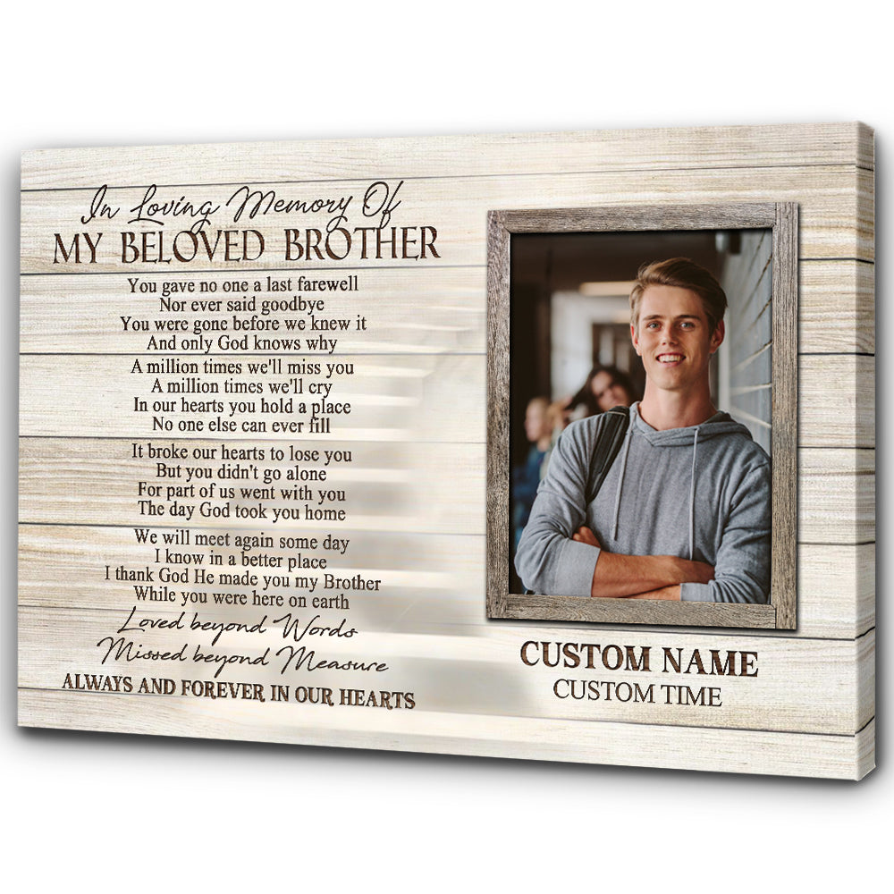 Brother Memorial Canvas Gift| My Beloved Brother Sympathy Gift For Loss Of Brother NXM386