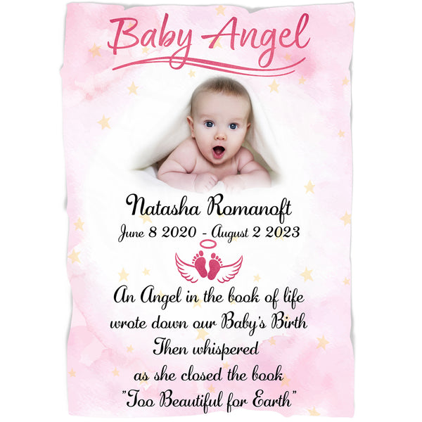 Baby Memorial Blanket, Sympathy Blanket Gift For Loss of Baby In Heaven, In Loving Memory Of Child MM27