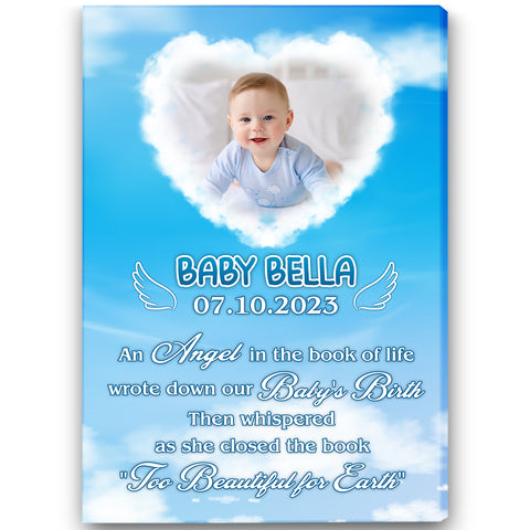 Baby Angel Memorial Canvas Gifts, Memorial Gift For Loss of Baby, Miscarriage Gifts Loss Child Loss Infant NXM290