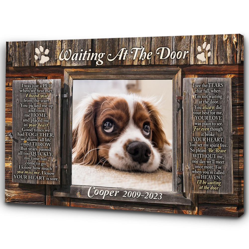 Waiting At The Door Memorial Dog Canvas Gift| Sympathy Gifts For Loss of Dog| Dog Bereavement Gifts NXM139