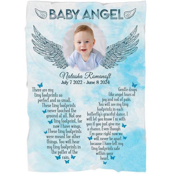 Baby Angel Personalized Memorial Blanket, Remembrance Throw Gift For Loss of Baby In Heaven MM25