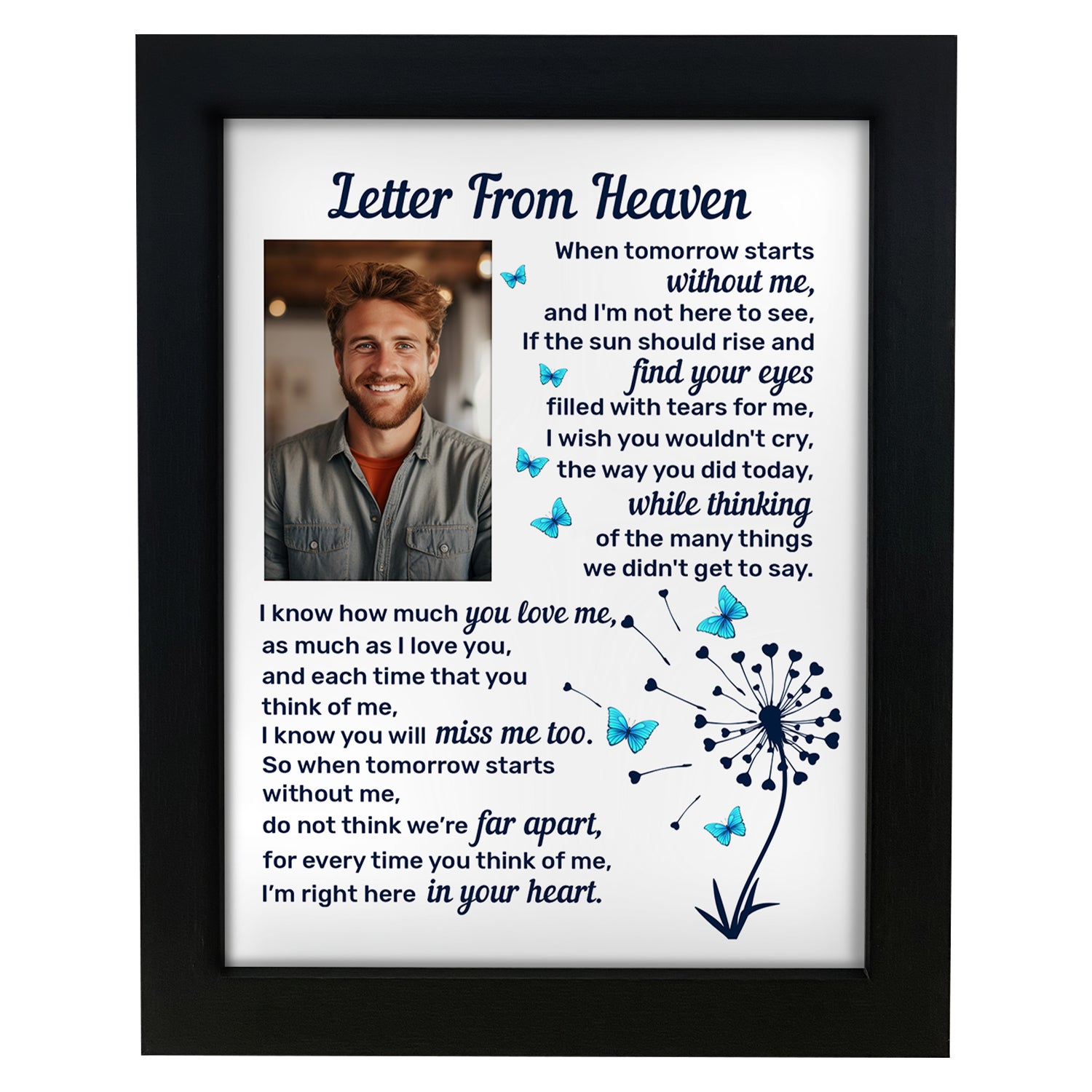 Memorial Shadow Box Letter from Heaven Sympathy Picture Frame Gifts for Loss of Loved One 2x3 Photo TND7