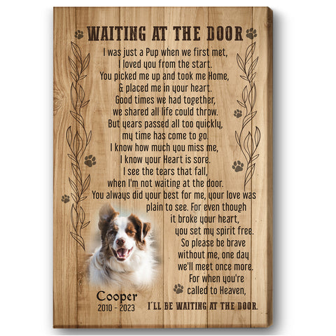 Dog Memorial Canvas Gift | Waiting at The Door Memorial Gift For Loss of Dog| Dog Remembrance NXM363