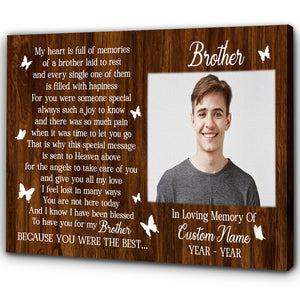 Brother Memorial Canvas Gift| Sympathy Gift For Loss Of Brother| In Memory Of Brother Remembrance NXM306