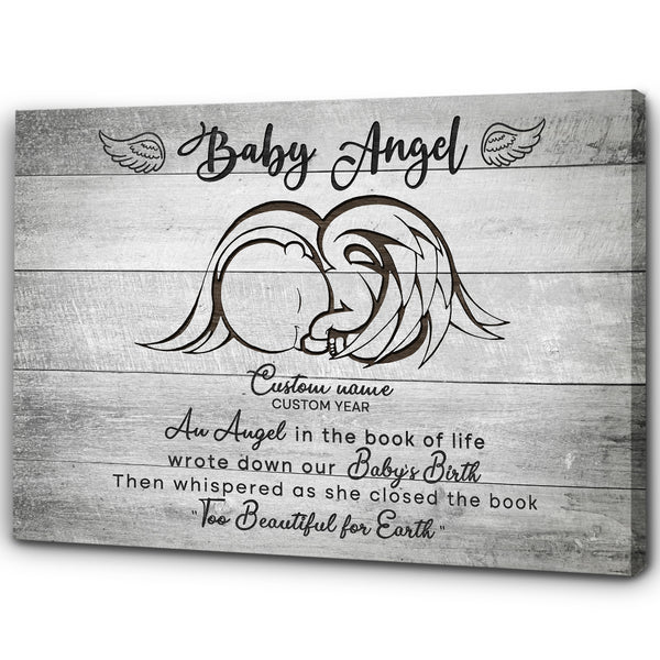 Memorial Canvas For Loss Baby Angel| Personalized Sympathy Gifts for Loss of Baby Angel in Heaven NXM82