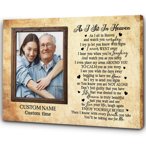 Memorial Canvas As I Sit In Heaven, Sympathy Gifts for Loss of Loved One In Memory Gifts NXM483