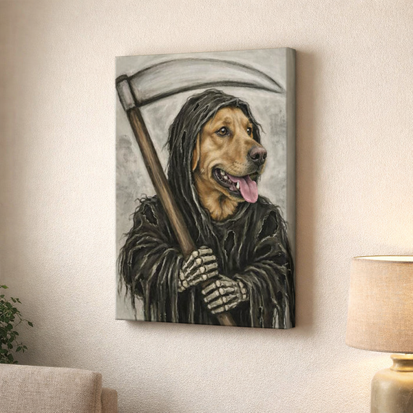 Custom Dog Grim Reaper Style Framed Matte Canvas FSD4789