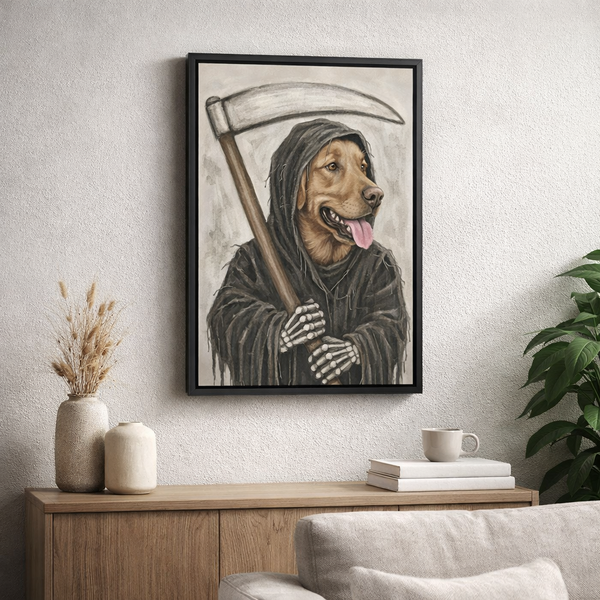 Custom Dog Grim Reaper Style Framed Matte Canvas FSD4789