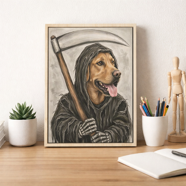 Custom Dog Grim Reaper Style Framed Matte Canvas FSD4789