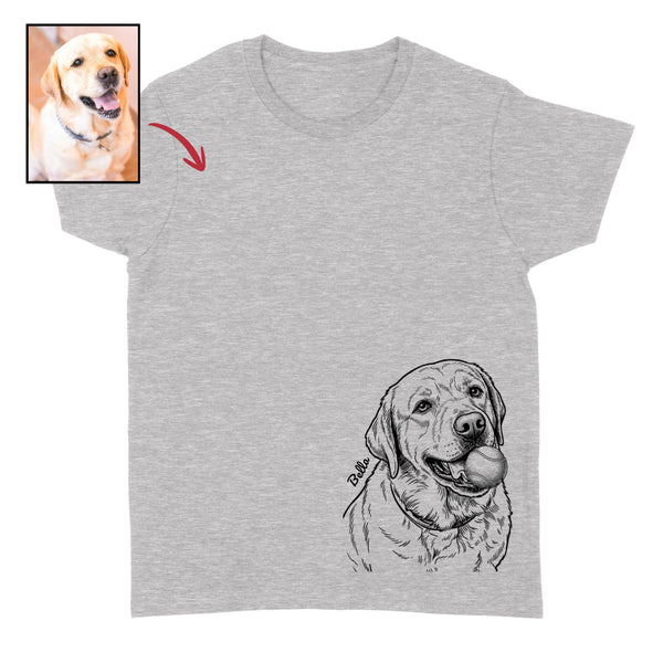 Custom Funny Dog with a Tennis Ball in Its Mouth Bottom Corner Print Unisex T-shirt FSD4845