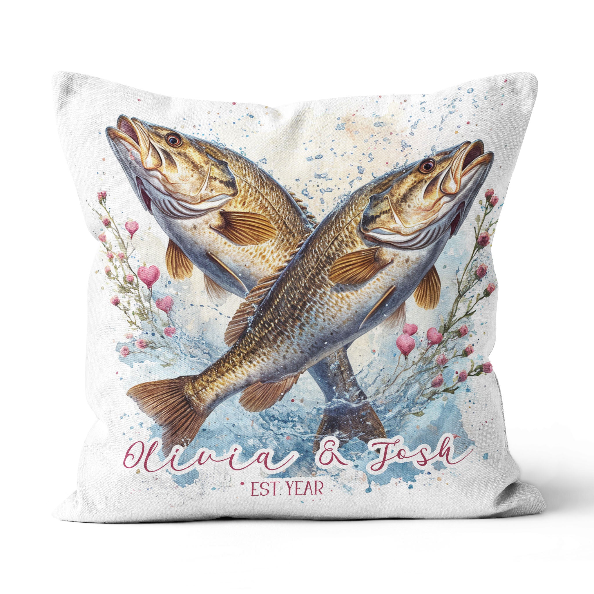 Custom Bass Fishing Couple Pillow Valentine'S Day Gifts For Wife