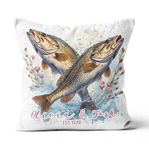 Custom Bass Fishing Couple Pillow Valentine'S Day Gifts For Wife And Husband, Valentines Day Decor IPHW5768