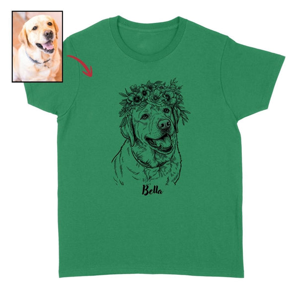 Custom Dogface with Flowers Unisex T-shirt, Personalized Shirt for Dog Lovers FSD4845