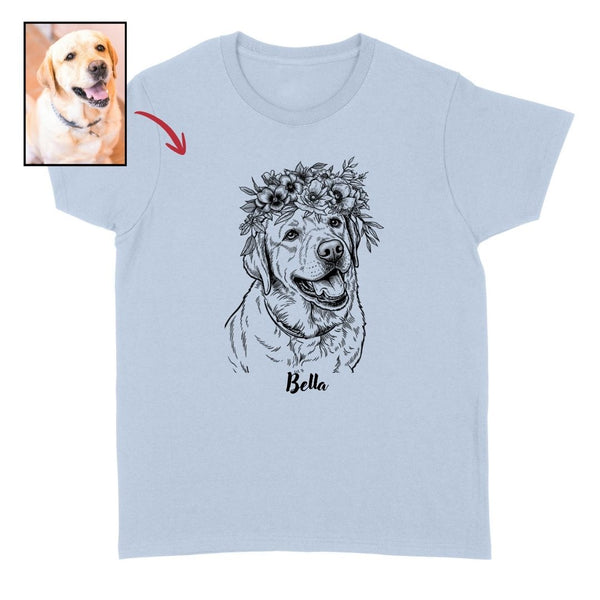 Custom Dogface with Flowers Unisex T-shirt, Personalized Shirt for Dog Lovers FSD4845