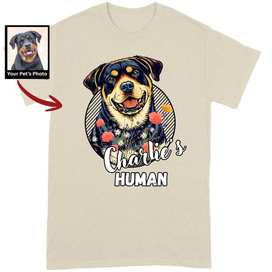 Floral Dog Portrait T-Shirt Custom Pet Gift for Dog Lovers, Dog Mom FSD4817