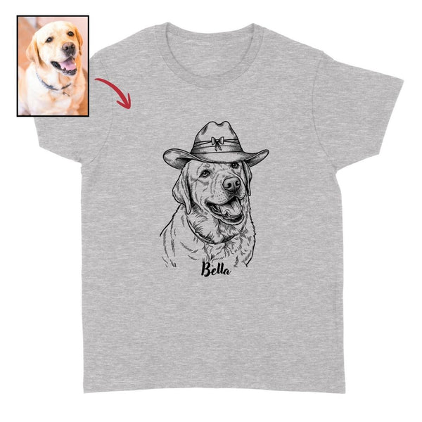Funny Custom Dog wearing a Cowboy Hat Unisex T-shirt FSD4845