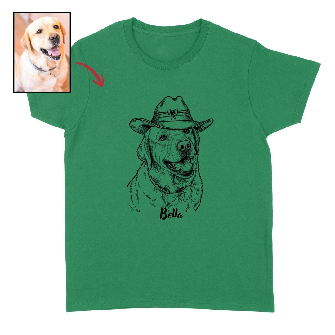 Funny Custom Dog wearing a Cowboy Hat Unisex T-shirt FSD4845