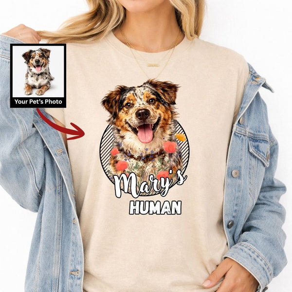 Floral Dog Portrait T-Shirt Custom Pet Gift for Dog Lovers, Dog Mom FSD4817