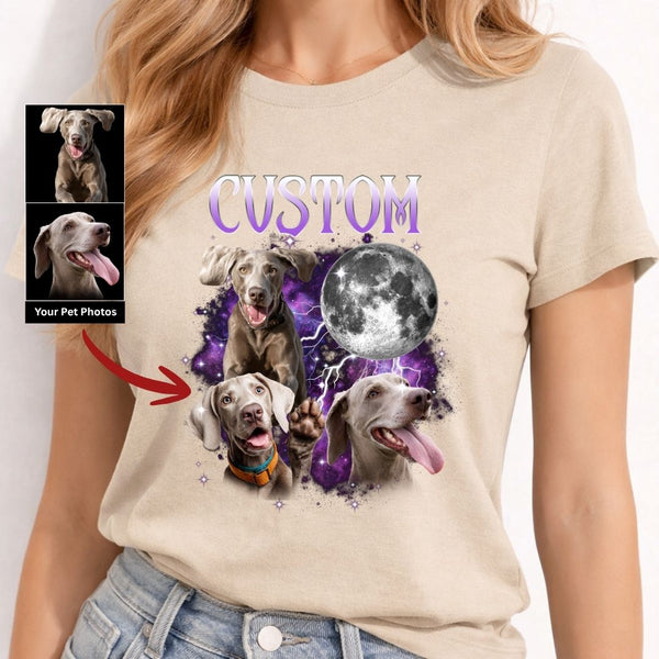 Custom Dog Moon Standard T-Shirt, Dog Potrait Shirt Personalized Gift FSD4798
