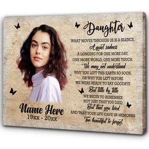 Daughter Memorial Canvas Gift, Sympathy Gift for Loss of Daughter, In Loving Memory Of Daughter NXM429