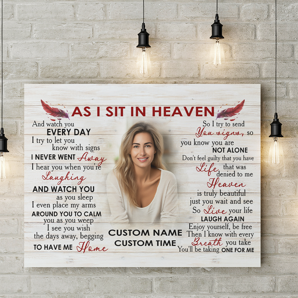 Memorial Canvas Gift| As I Sit In Heaven Sympathy Gift For Loss Of Loved One In Memory Gifts NXM454