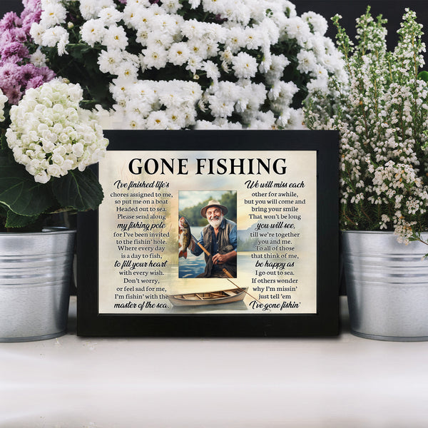 Gone Fishing Memorial Shadow Box, Gone Fishing in Heaven, Fishing in Memory Loss of Loved One TND6