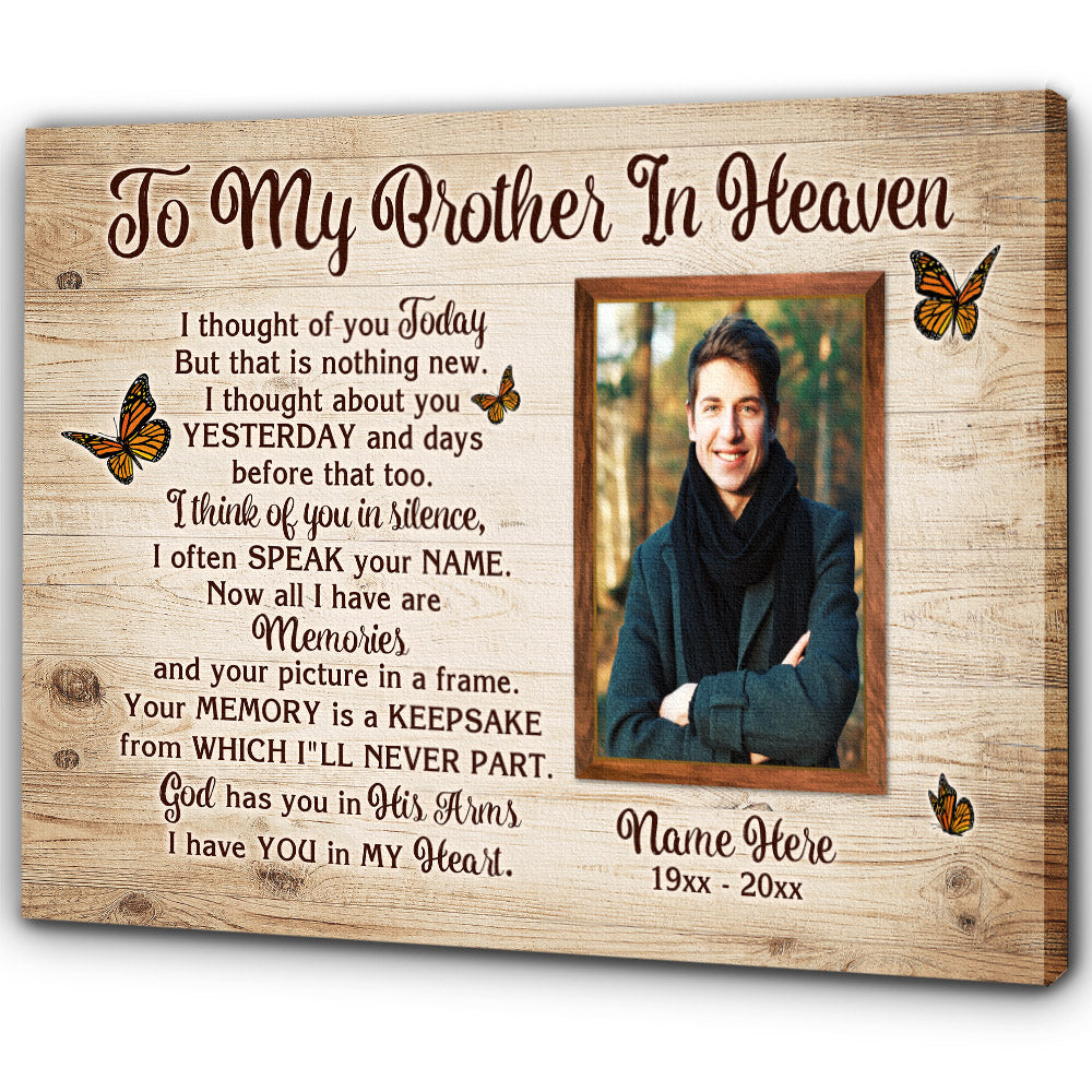 Brother Memorial Canvas Gift| To My Brother In Heaven Sympathy Gift For Loss Of Brother NXM372