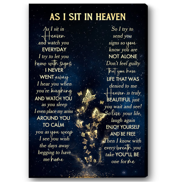 As I Sit In Heaven Memorial Canvas Gift| Sympathy Remembrance Gift For Loss Of Loved One In Heaven NXM400