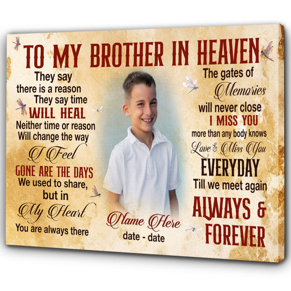 Brother Memorial Canvas Gift| Sympathy Memorial Gift For Loss Of Brother| In Memory Of Brother NXM306