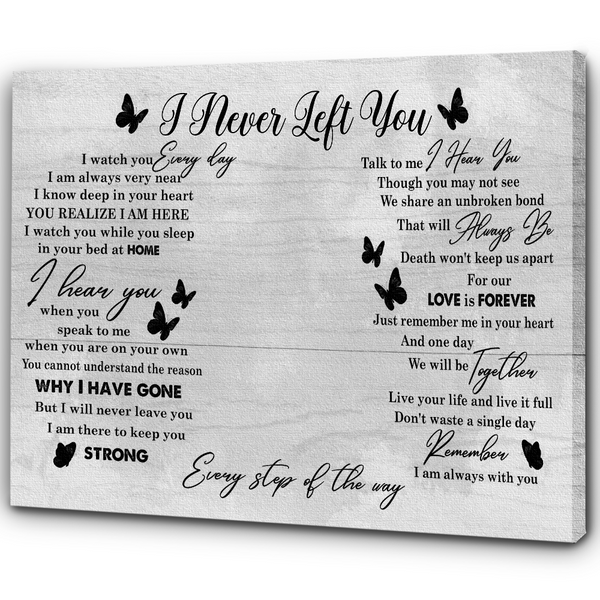 I Never Left you Memorial Canvas Gift| Sympathy Remembrance Gift For Loss Of Loved One In Heaven NXM455