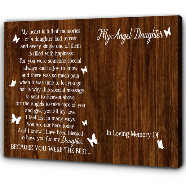 Daughter Memorial Canvas Gift - My Angel Daughter in Heaven| Gifts for Loss Of Daughter NXM413