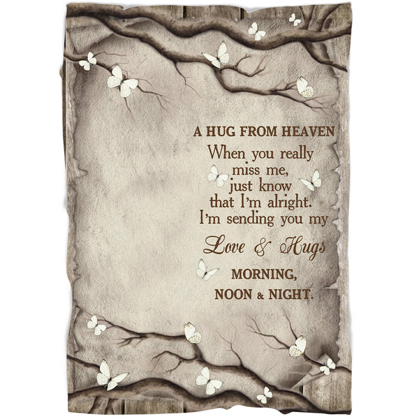 Memorial Blanket Gifts For Loss Loved One| A Hug From Heaven Sympathy Remembrance Blanket For Loss Dad Mom MM17