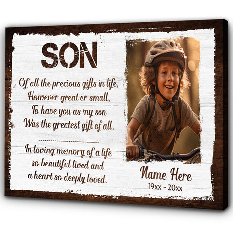Memorial Gifts For Loss Of Son| Sympathy Gifts For Loss Of Son In Heaven| In Loving Memory of Son Memorial NXM198