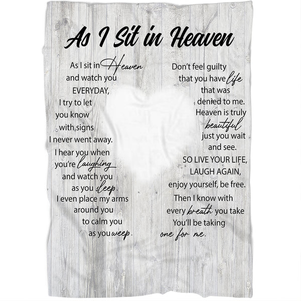 Memorial Blanket For Loss Of Loved One| As I Sit In Heaven Blanket Remembrance Gift MM36