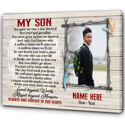 Son Memorial Canvas Personalized Gifts| Son Remembrance, Son In Heaven Sympathy Gift NXM205