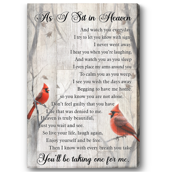 As I Sit In Heaven Memorial Canvas Gift| Personalized Sympathy Gifts For Loss Of Loved One In Memory NXM441