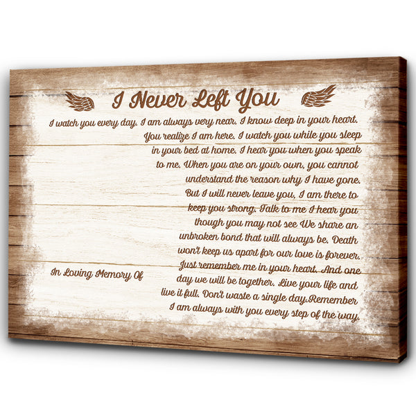 Memorial Gift Canvas Personalized| I Never Left You Sympathy Gifts For Loss Of Loved One NXM451