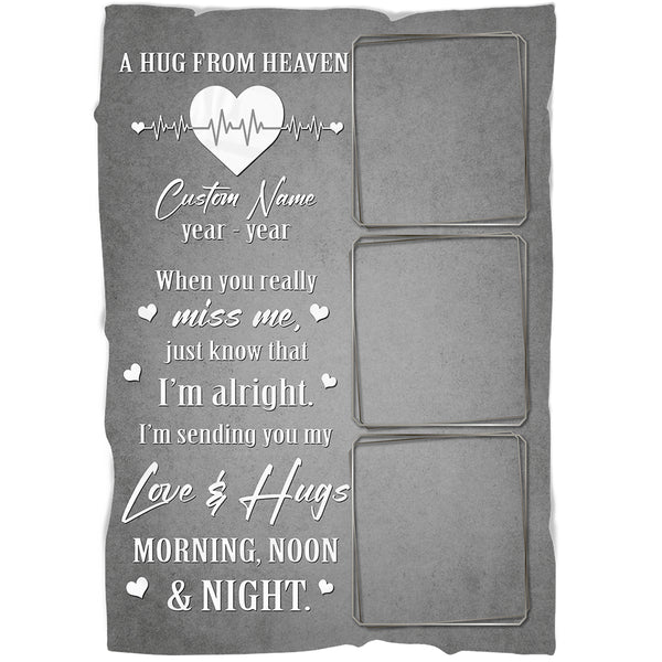 Personalized Memorial Blanket Gifts For Loss Loved One, A Hug From Heaven Remembrance Sympathy Blanket MM15
