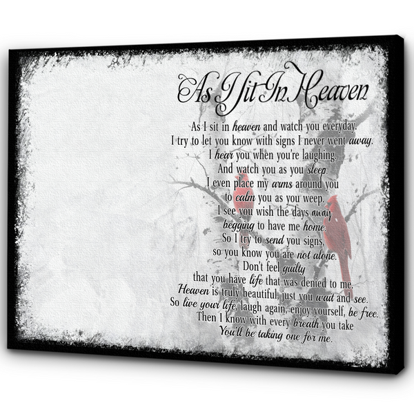 As I Sit In Heaven Personalized Memorial Gift Canvas| Sympathy Gift For Loss Of Loved One| In Memory Gifts NXM431