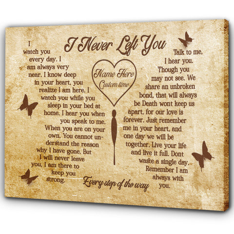 Memorial Canvas Gifts I Never Left You Personalized Sympathy Gift For Loss Of Loved One NXM144
