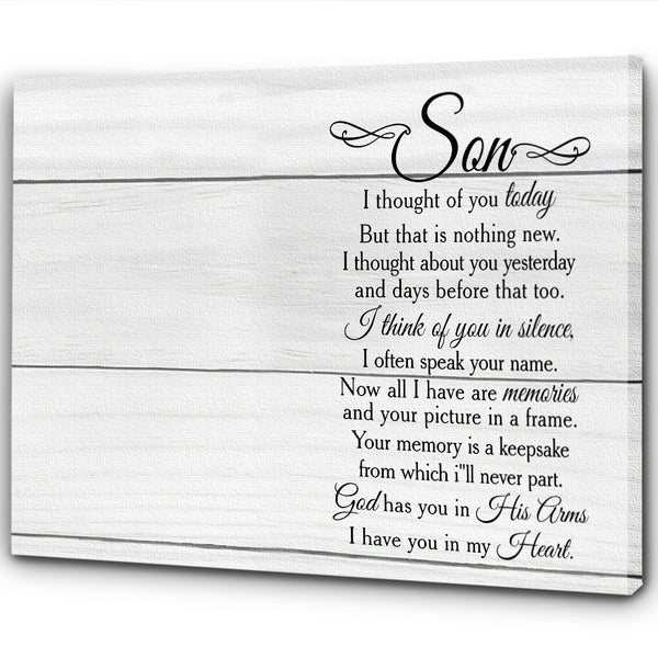 Son Memorial Canvas Gift| Sympathy Gifts For Loss Of Son| Son Remembrance Son In Heaven NXM433