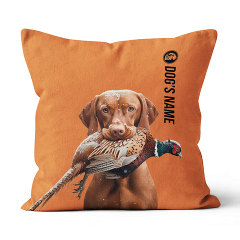 Vizsla Hunting Dog Custom Dog's Name Orange Pillow, Hunting Dog Pillows FSD4406
