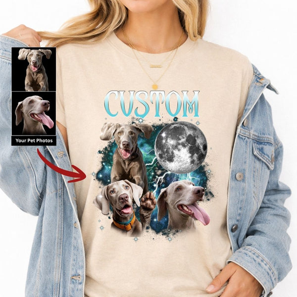 Custom Dog Moon Standard T-Shirt, Dog Potrait Shirt Personalized Gift FSD4798