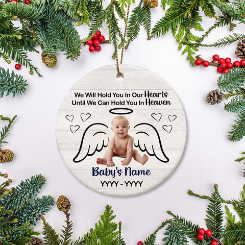 Baby Memorial Ornament - We'll Hold You In Heaven Sympathy Gift for Loss of Baby Child Infant Miscarriage Christmas ODT148