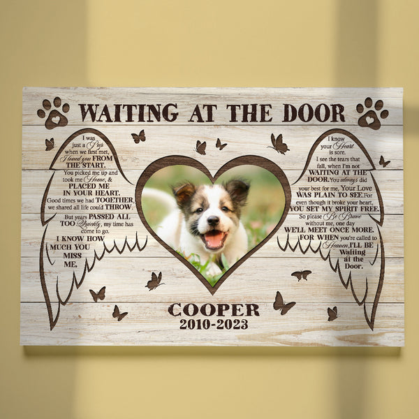 Dog Memorial Gift| Waiting At The Door Gifts For Loss of Dog Angel| Memorial Canvas Gifts for Dog NXM291