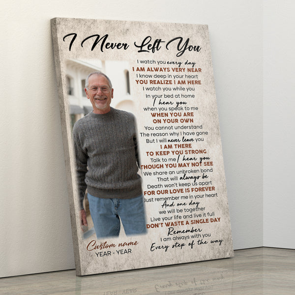 Personalized Memorial Canvas Gift| I Never Left You Canvas| Remembrance Gift For For Loss Of Loved One  NXM55