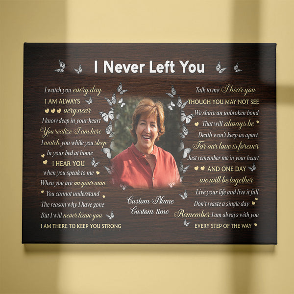 Memorial Canvas Gifts for Loss of Loved One, I Never Left You Personalized Sympathy Gifts NXM36
